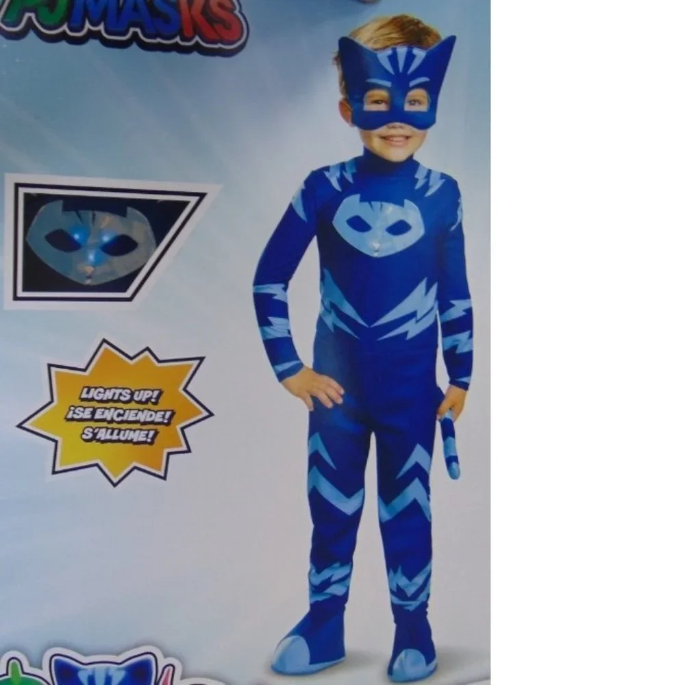 PJ Masks Catboy Light Up Halloween Costume 4/6 Jumpsuit 3 Pc Toddler Boys